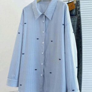 Bow strip blue shirt