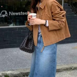 Suede Cropped Zip Jacket