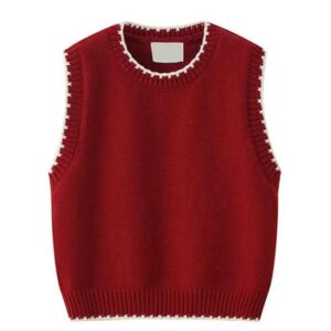 Red Knit Sweater Vest