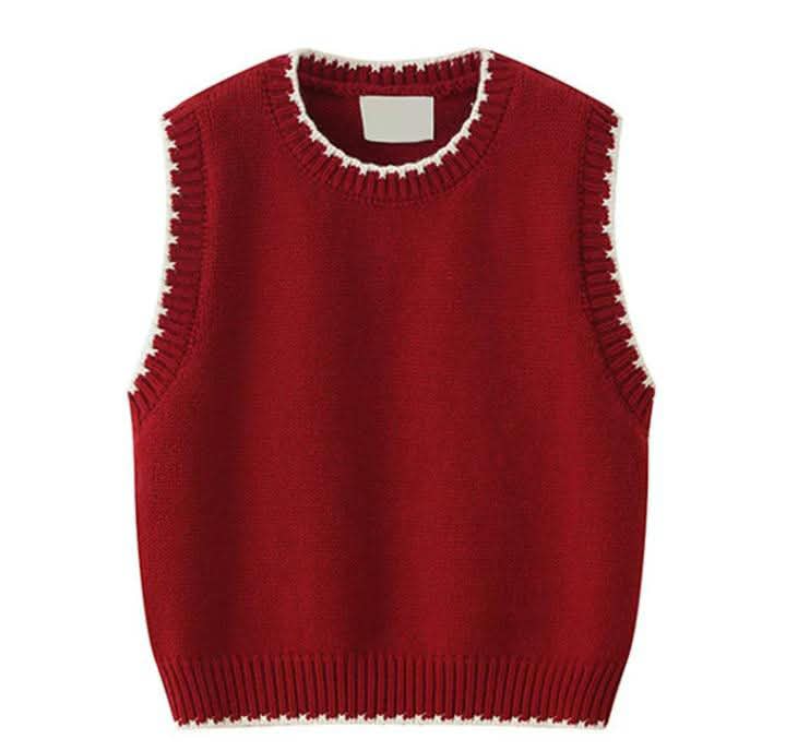 Red Knit Sweater Vest