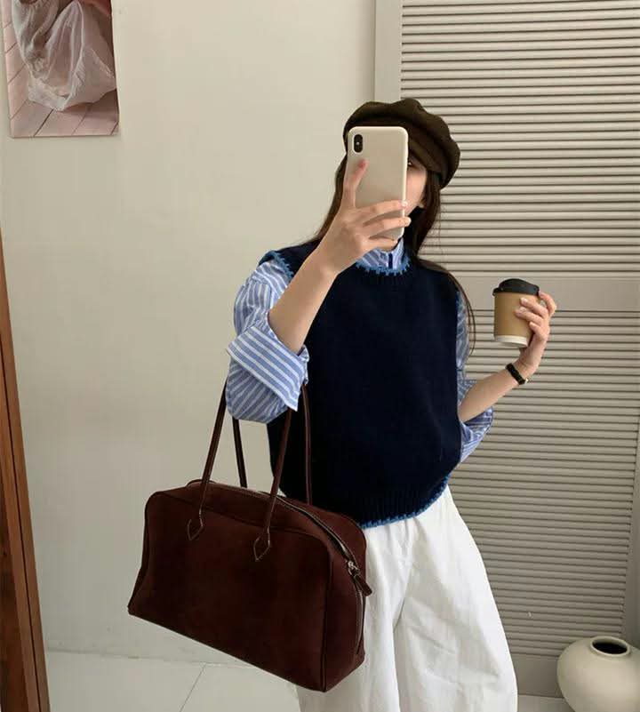 Navy Knit Sweater Vest - Image 2