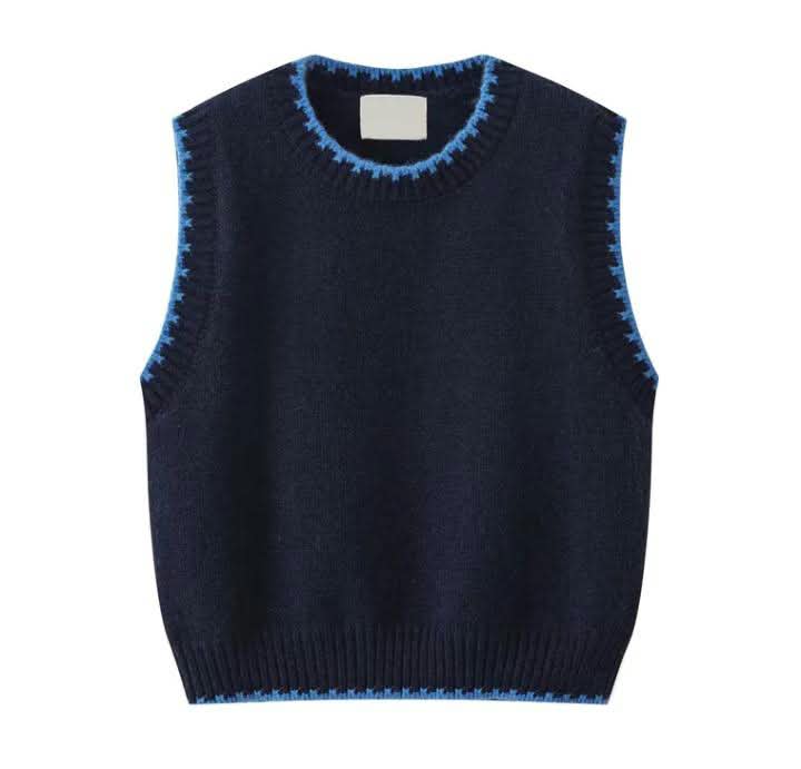 Navy Knit Sweater Vest - Image 3