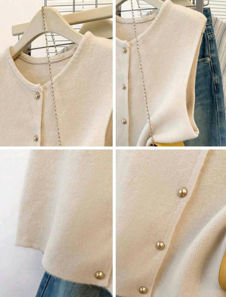 Beige Knit Button-Front - Image 3