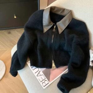 Black Knit Zip jacket
