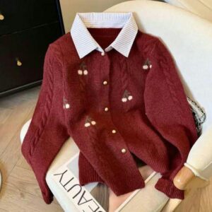 Burgundy Collar Sweater